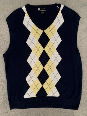 Vintage Argyle Sweater Vest. Large. JoS.A.Bank Leaderboard Golf. Pima Cotton.